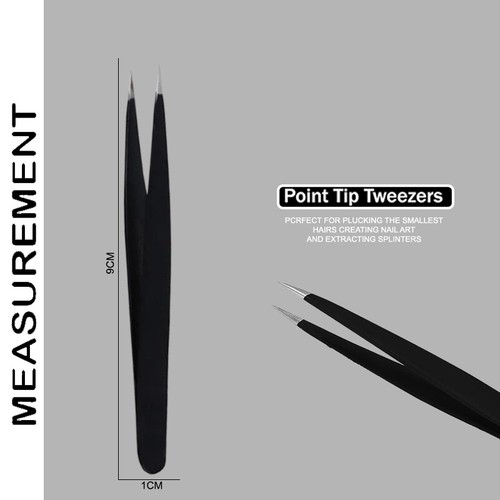 Professional Stainless Steel Slant & Point Tip Tweezers For Eyelash,Hair Eyebrow - Picture 21 of 24