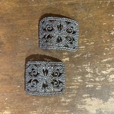 Victorian Shoe Buckles 1920  s Vintage Steel France French Cut Marcasite