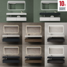 Badmöbel Set Waschtisch mit Unterschrank 150cm Mineralguss weiss Waschbecken UP