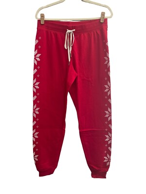 NWT PJ Salvage Medium Red Snowflake Side Fair Isle Jogger Lounge Pants #PQ31/48