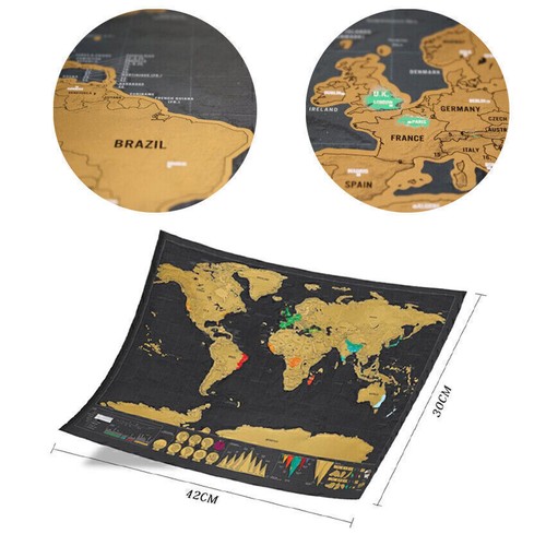 New Deluxe Large Scratch Off World Map Poster Personalized Travel World Toy Gift - Picture 3 of 5