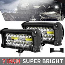 2x 7Inch 30000LM LED Work Light Bar Flood Spot Pod Offroad Fog Driving ATV Truck