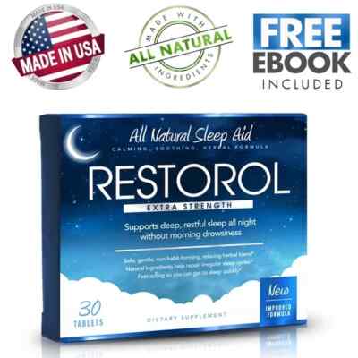 Restful Sleep Aid Tablets - Reduce Jet Lag & Insomnia - Extra Strength (+ BONUS