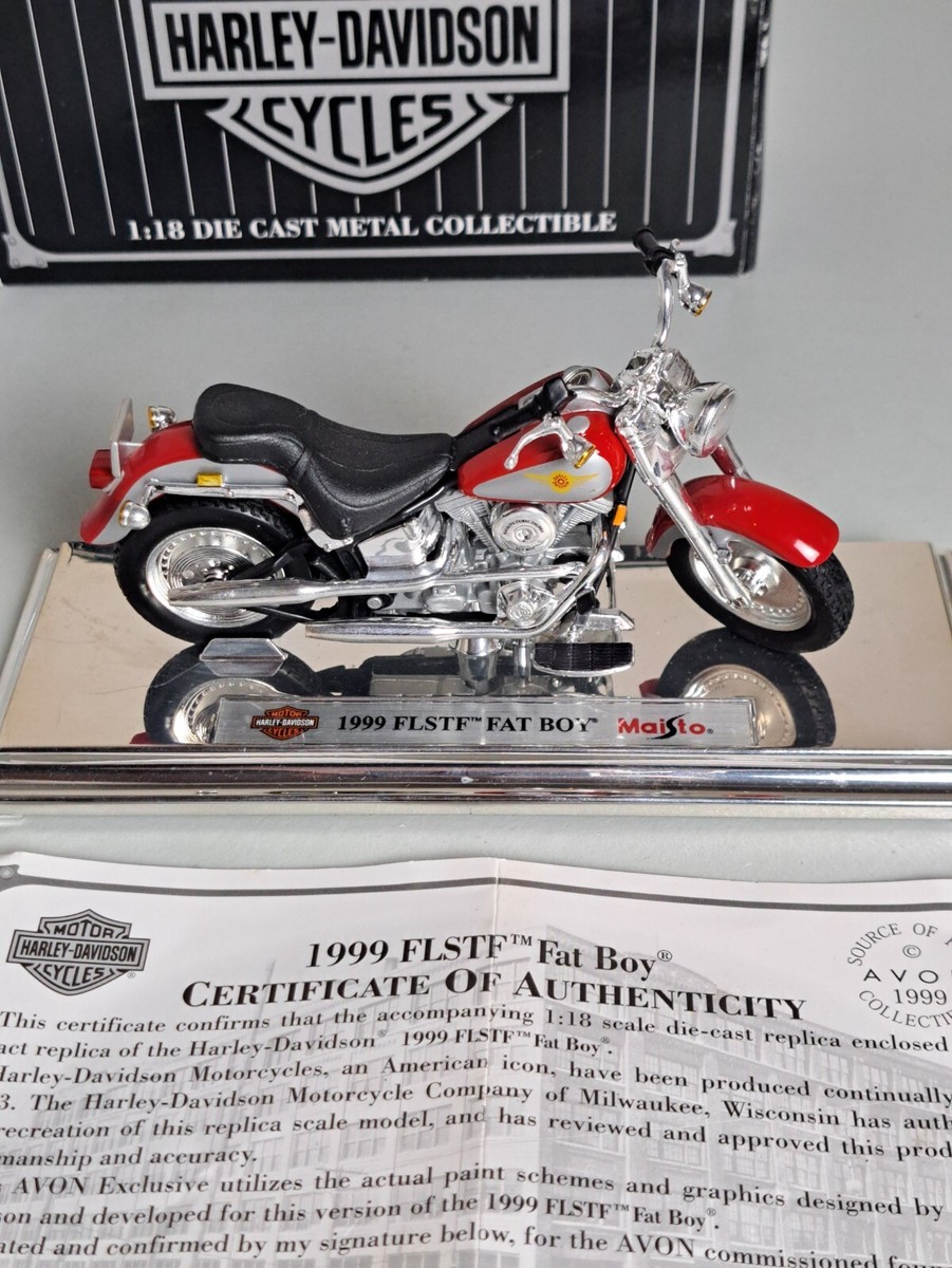 Maisto Harley Davidson 1999 FLSTF FAT BOY 1:18 Die Cast Rare Avon