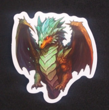 Colorful Mystical Guardian Dragon Sticker 2" x 1 7/8" F 