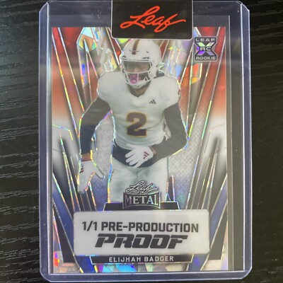 2024 Leaf Metal Pre-Production Proof 1/1 RC Rookie RWB Ice - Elijhah Badger