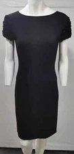 DDA LOUISE KENNEDY black jersey round neck cap sleeve knee length dress sz 10 12