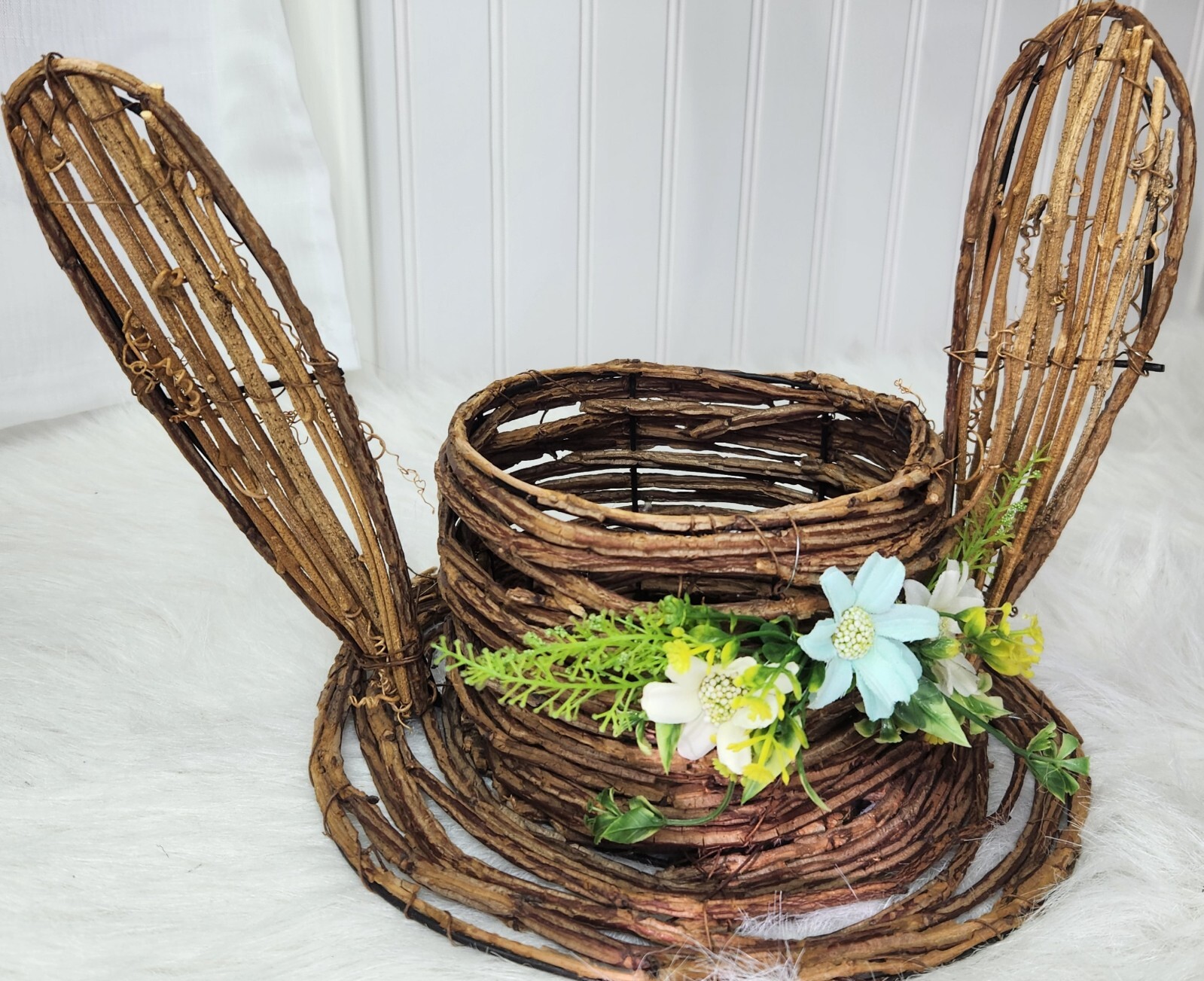 Woven Wicker Vine Rabbit Bunny Planter Tabletop Art New | eBay