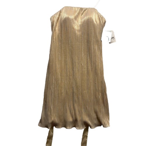 Mattox Gr. 0 kurzes goldfarbenes Kleid trägerlos Cocktail Crinkle Glitzer Schnürung