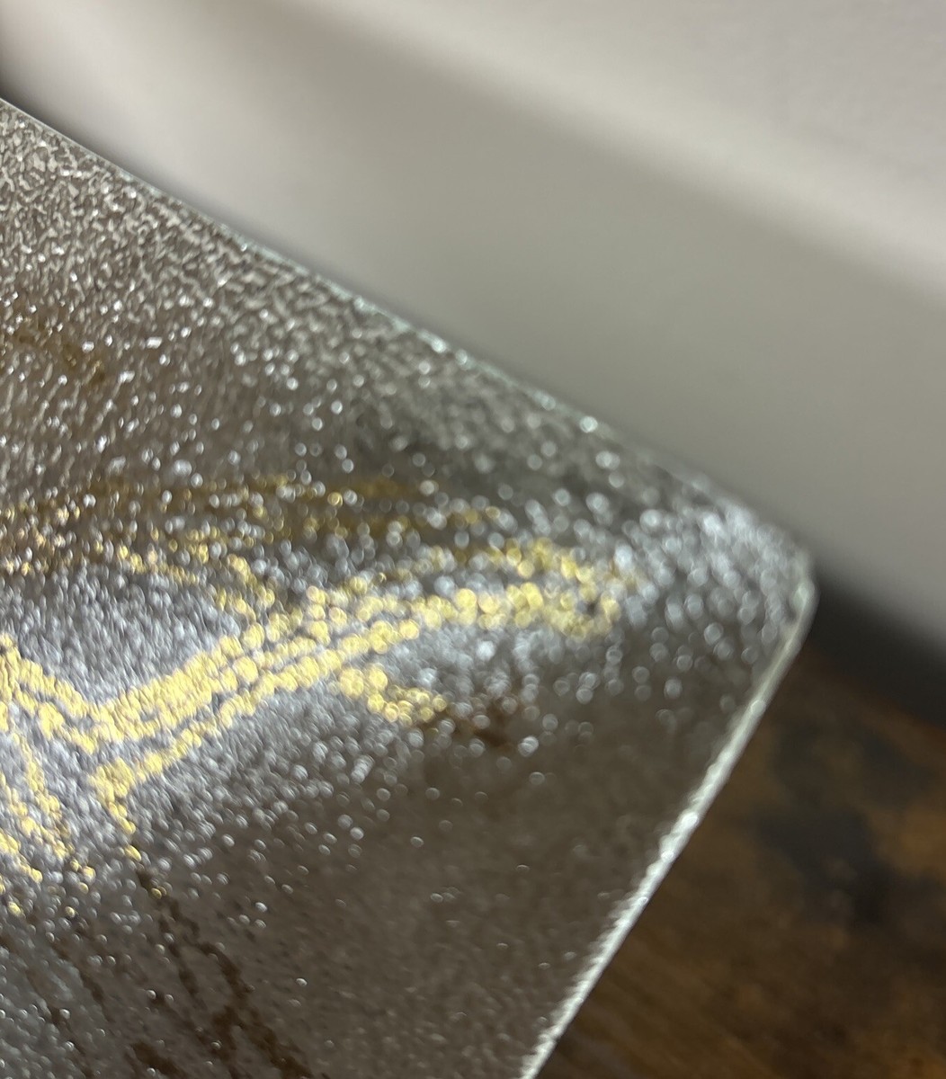 Vintage Fred Press Floral Dogwood Glass Serving Platter Tray Gold