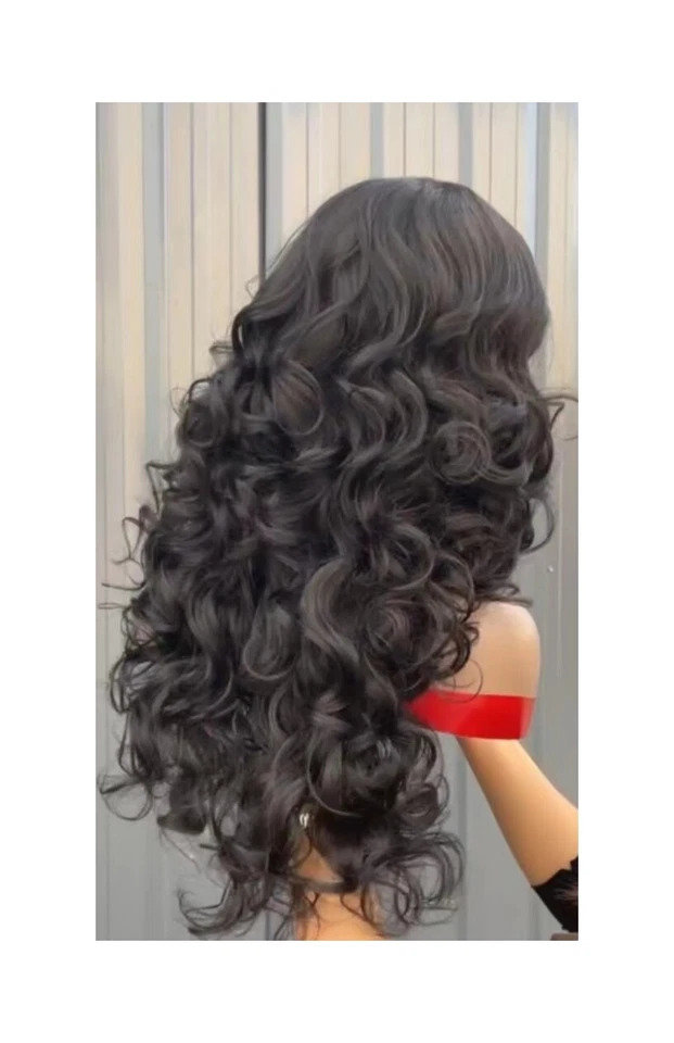 Длинный черный свободного волны кружева спереди парики для женщин моды кудрявый полный парики 13 x 2,5 - Изображение 2 из 4