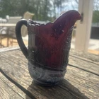 Vintage 6-1/2” tall Imperial Slag Glass Purple Swirl Pitcher Windmill Pattern