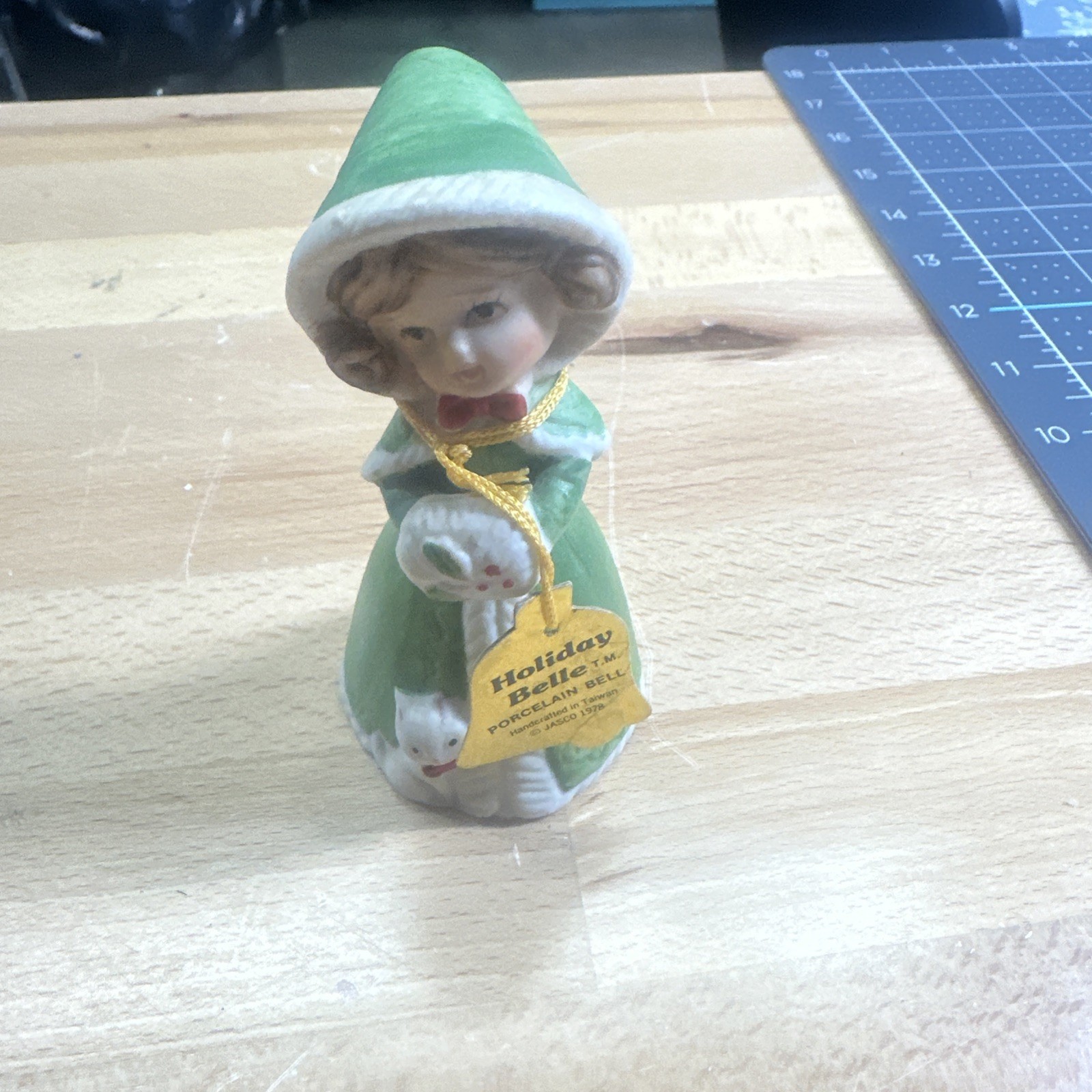 Vintage Jasco Merri Bells Girl Figurine Bisque Porcelain 1978 Christmas Decor