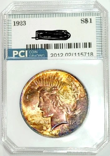1923 Peace Dollar Gem BU +++  Lustrous Rainbow Color Toned