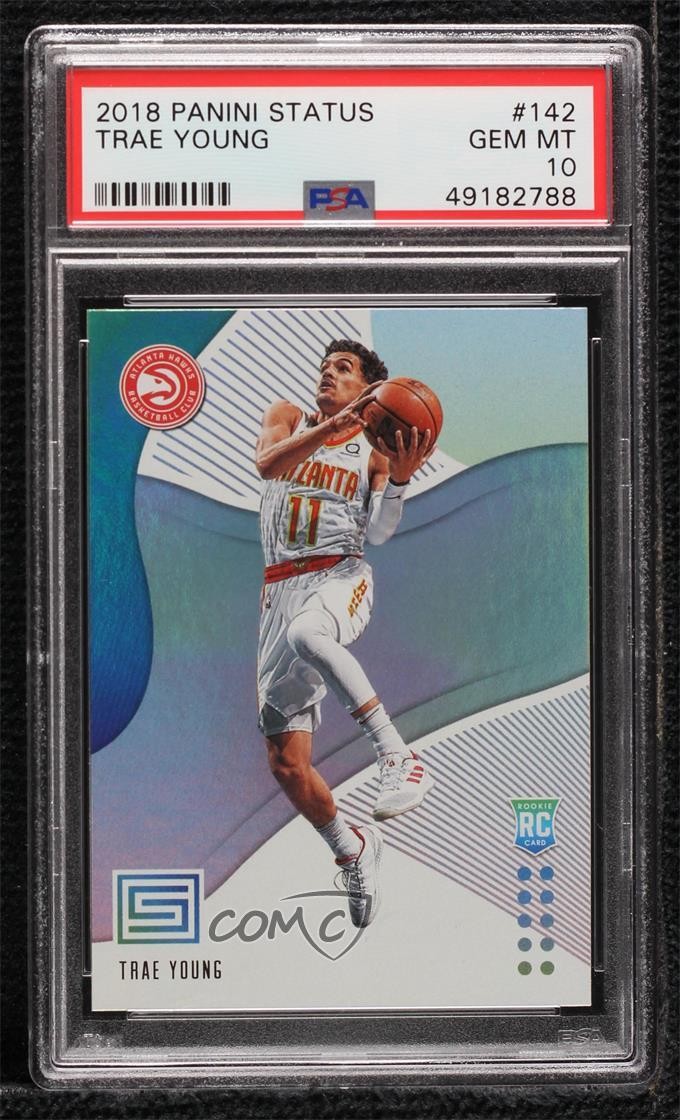 2018-19 Panini Status Rookies 1 Trae Young #142 PSA 10 GEM MT Rookie RC