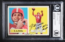 BAS 1994 Topps Archives 1957 Series YA Tittle #30 BGS Authentic Auto HOF