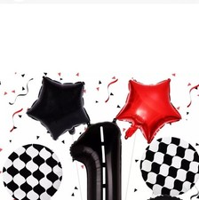 5 Race Car Balloons 1St Birthday Decoration for Boys, 40 Inch Racetrack Number 1