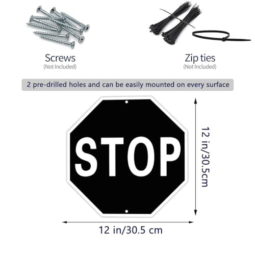 Classic Black STOP Road Sign Decor - 12x12 inch UV-Printed Stop | eBay