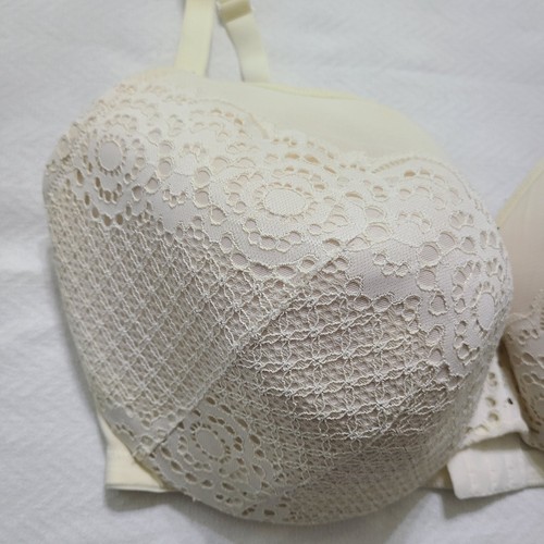 Lane Bryant Ivory Cacique Bra Size 44H Lightly Lined Full Coverage Wireless Lace - Picture 4 of 9