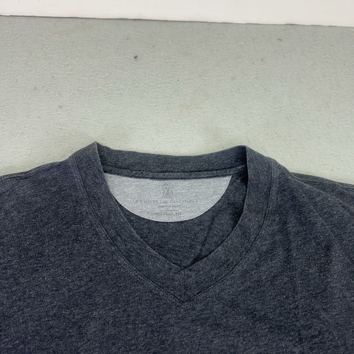 Brunello Cucinelli T Shirt Uomo 2XL (58) Reg Fit Grigio Scuro Cotone Scollo V Italia - Foto 3 di 11