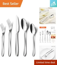 40-Piece Modern Silverware Set with Silver Finish for Stylish Dining Experience