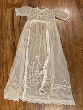 Vintage Christening Gown, Baptism Robe, Heirloom, Ivory Embroidered Lace. Baby