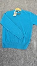 VGT Adolfo Men's Sweater Size M Blue V-Neck BI-LOFT BY MONSANTO 