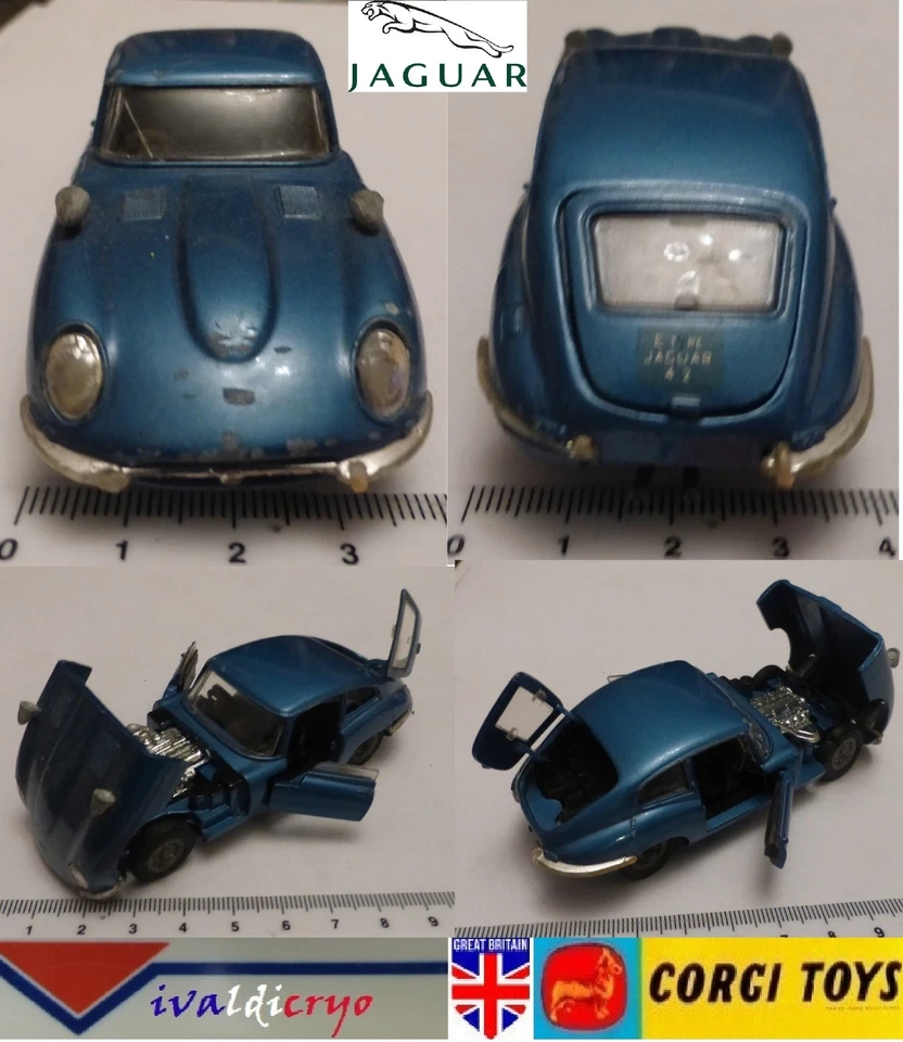 Jaguar type E 2+2 bleu métallisé 1/43 d'origine corgi toys 335 gt britains - Photo 2/3