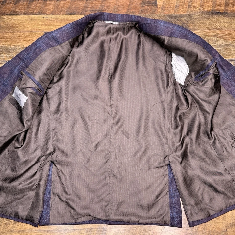 Blazer Canali 46R púrpura ventana seda cachemir Italia Foto 2 de 4