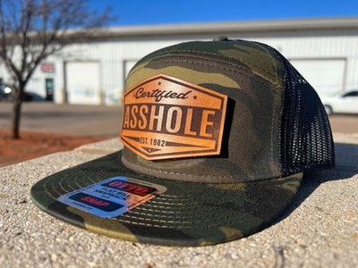 Certified A$$HOLE leather patch flat bill custom hat great for DAD or that A$$
