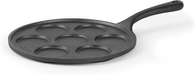 Commercial CHEF Mini Pancake Maker Pan, Pre-Seasoned Cast Iron, Plett Pan with S