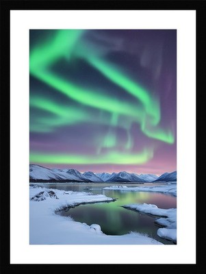 Modern Northern Lights Framed Wall Art Poster Canvas Print Picture