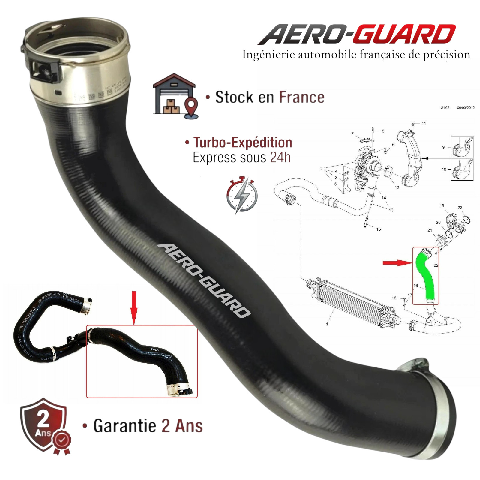 Durite intercooler premium AERO-GUARD 95194143 pour moteur Chevrolet Trax 1.7 TD
