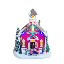 11.4" H Polyresin Christmas Village LED Lighted School LED Lights, 8 Classic ...