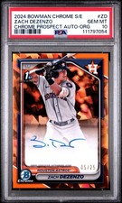 2024 BOWMAN CHROME SAPPHIRE ED PROSPECTS AUTOS ORANGE ZACH DEZENZO 5/25 PSA 10