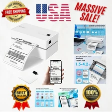 Bluetooth Thermal Shipping Label Printer – Compact & Fast 60 PPM, 4x6