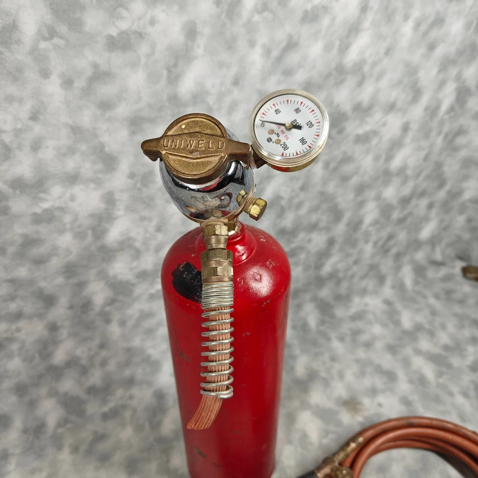 Tanque de acetileno Uniweld 10 pies cúbicos TurboTorch y antorchas universales Regs manguera como está Foto 3 de 4