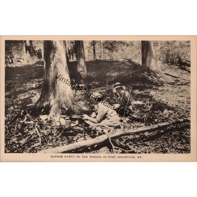 Supper Party in the Woods in Pine Mountain KY Postcard PC256