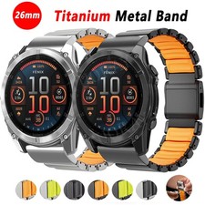 26mm Titanium Rubber Band Strap for Garmin Fenix 8 7X 6X 5X 3HR Tactix 7 Enduro