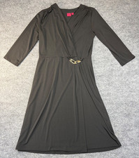 212 Collection Women's Wrap Style V-Neck Black Dress Mid-Long Sleeve Sz Small