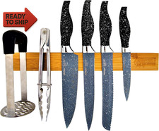 Green Direct Magnetic Knife Holder for Wall, 16 Inch Wood Knife Strip, Storage