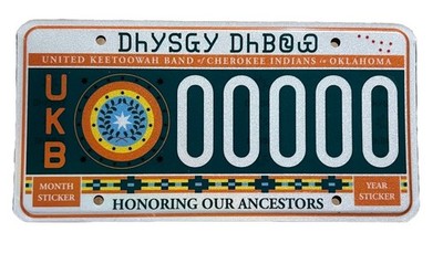 LICENSE PLATES PLATE Sample, Oklahoma, Tribal Cherokee,Honoring Our Ancestors ￼