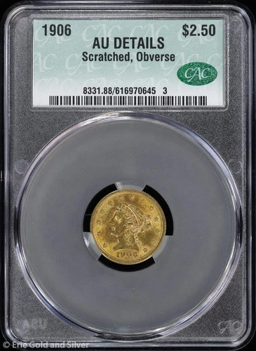 1906 $2.50 Gold Liberty Head Quarter Eagle CAC AU Details
