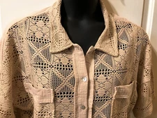 NEW'N Brand Size L Neutral Beige Over-Shirt Blouse Top Classy Casual Pretty Wear