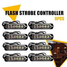 8x 6-LED Strobe Light Warning Flashing Set Beacon Amber White Fit Hazard