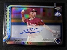 2025 Topps Pro Debut Chrome - Cody Freeman - Black Refractor Auto 10/10 Rangers
