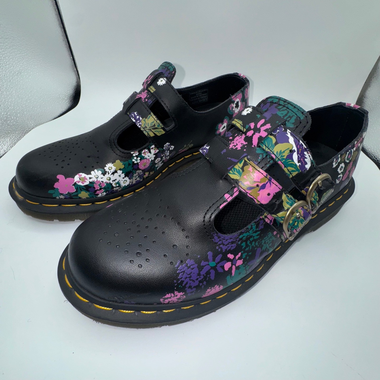Dr Martens 8065 Vintage Floral Leather Mary Jane Shoes Women's 9 Double Buckle image 4