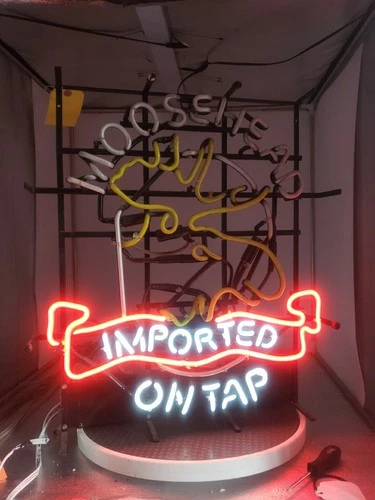 VINTAGE  MOOSEHEAD BEER OPTI NEO NEON Semi LIGHTED SIGN-LAGER-CANADIAN