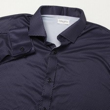 Collars  Co. Shirt Mens Large Blue Polka Dot Dress Collar Polo Long Sleeve