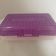 Spacemaker Pencil Box Purple Color Plastic Storage Case Made In USA VTG 90's